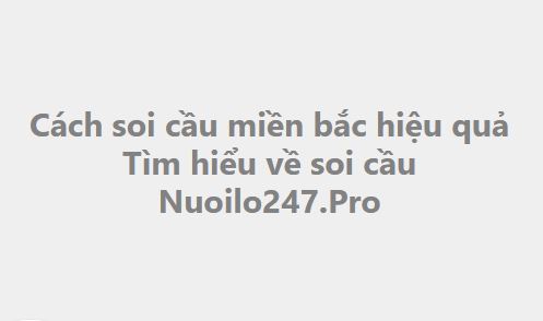 Soi cầu miền bắc